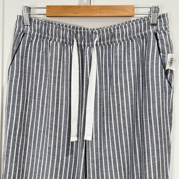 Love By Gap Flannel Joggers Striped Drawstring High Waisted Blue Medium New - Picture 4 of 10
